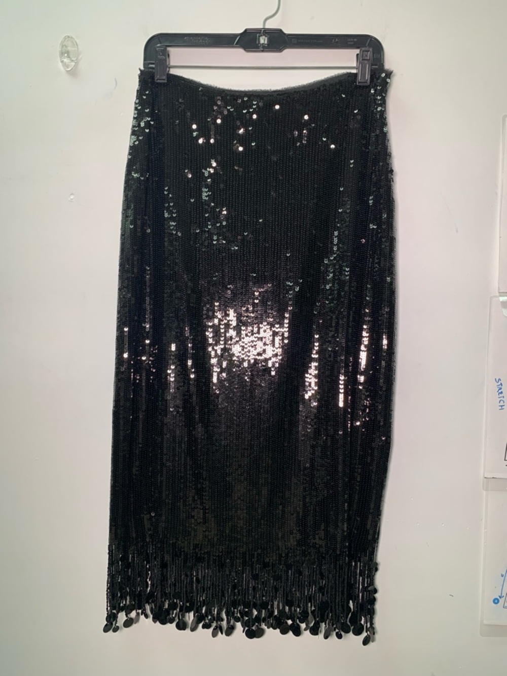 NWT ZARA ZW Collection Long Fringed Sequin Skirt Black 4831/242 Size S - Picture 4 of 13
